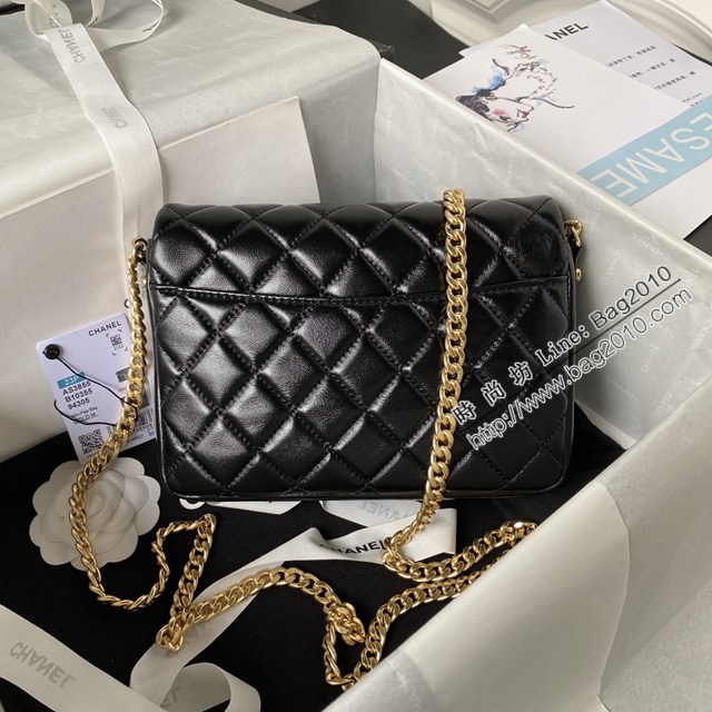 Chanel專櫃新款鏈條女包 香奈兒23p隱藏款復古黑金大log中號AS3855雙C超mini方胖子 djc6036
